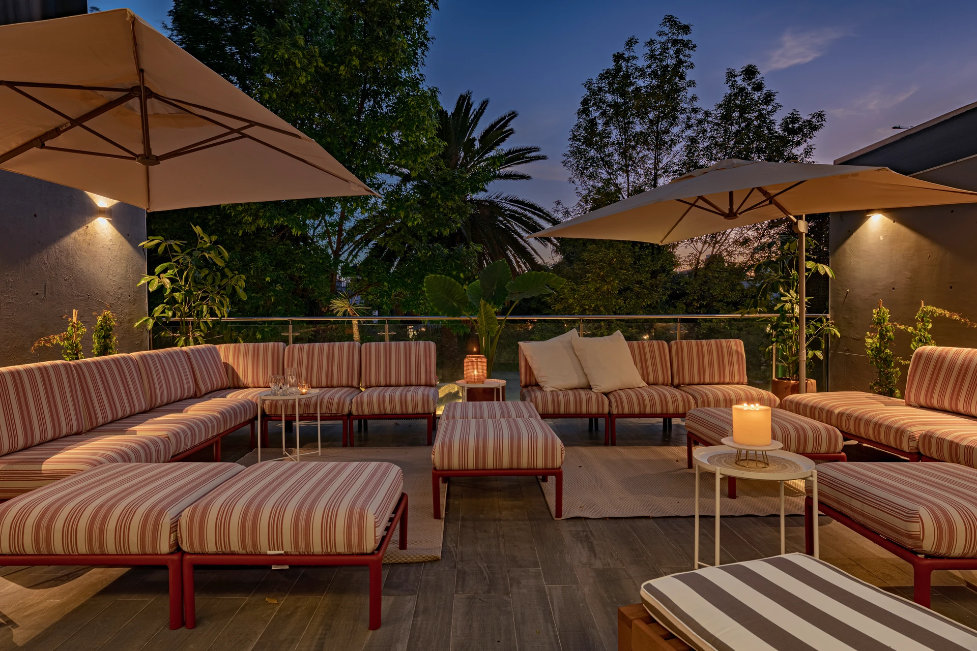 Terrace at Casa Campeche 415 at sunset